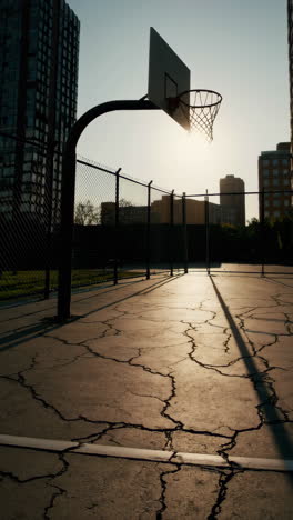 basketball court at sunset