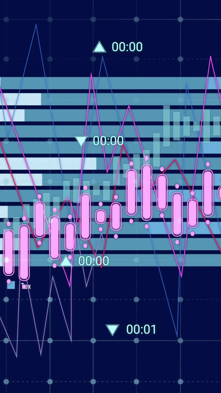Animation of data processing over grid network against blue background