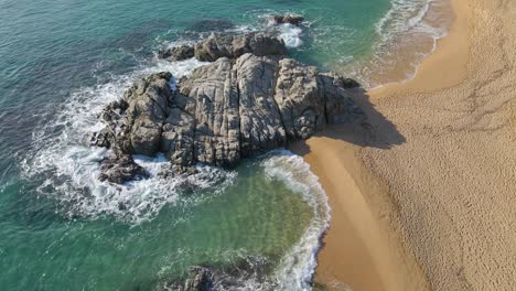 mediterranean beach paradisiaca turquoise blue waters no people aerial view drone spain catalunya costa brava blanes lloret de mar mallorca balearic islands