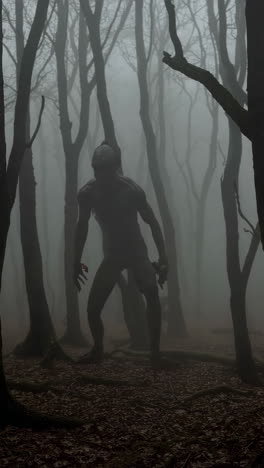mysterious creature in a foggy forest