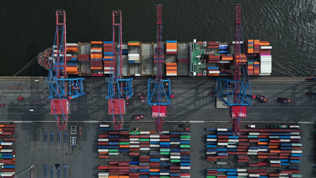 Commercial Port of Hamburg, Hamburg, Germany, Static Top Down, Drone