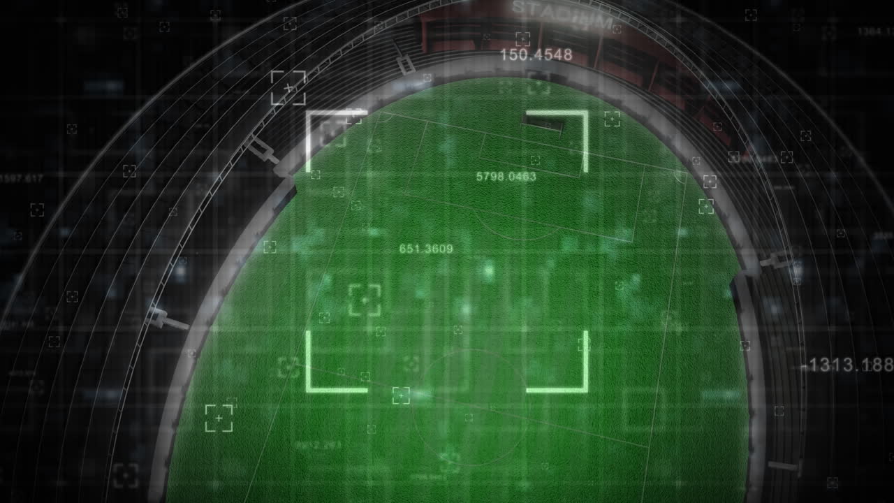 스포츠 경기장 위의 데이터 처리 및 프레임의 애니메이션