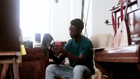 african american man in a music store