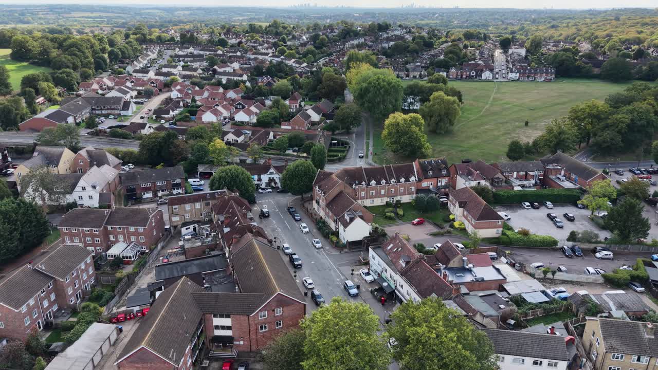Theydon Bois village Essex UK drone aerial 4k footage panning turn