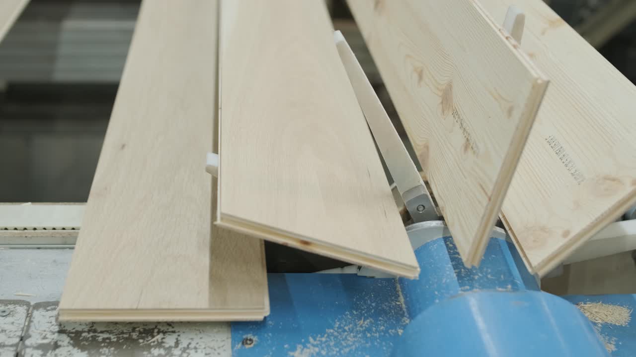 Wooden Planks Moving on an Automated Production Line