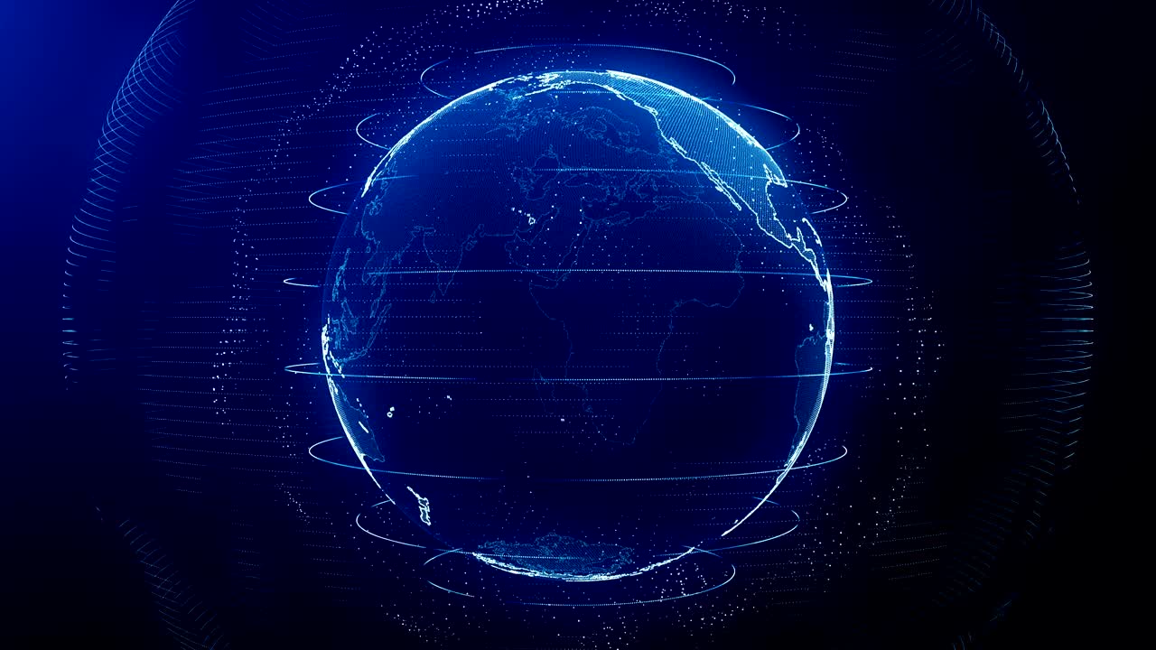 Futuristic Earth seamless loop. Data network around planet in digital age