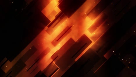 animation of ultra glowing golden fiery moving stripes with fluctuating embers particles