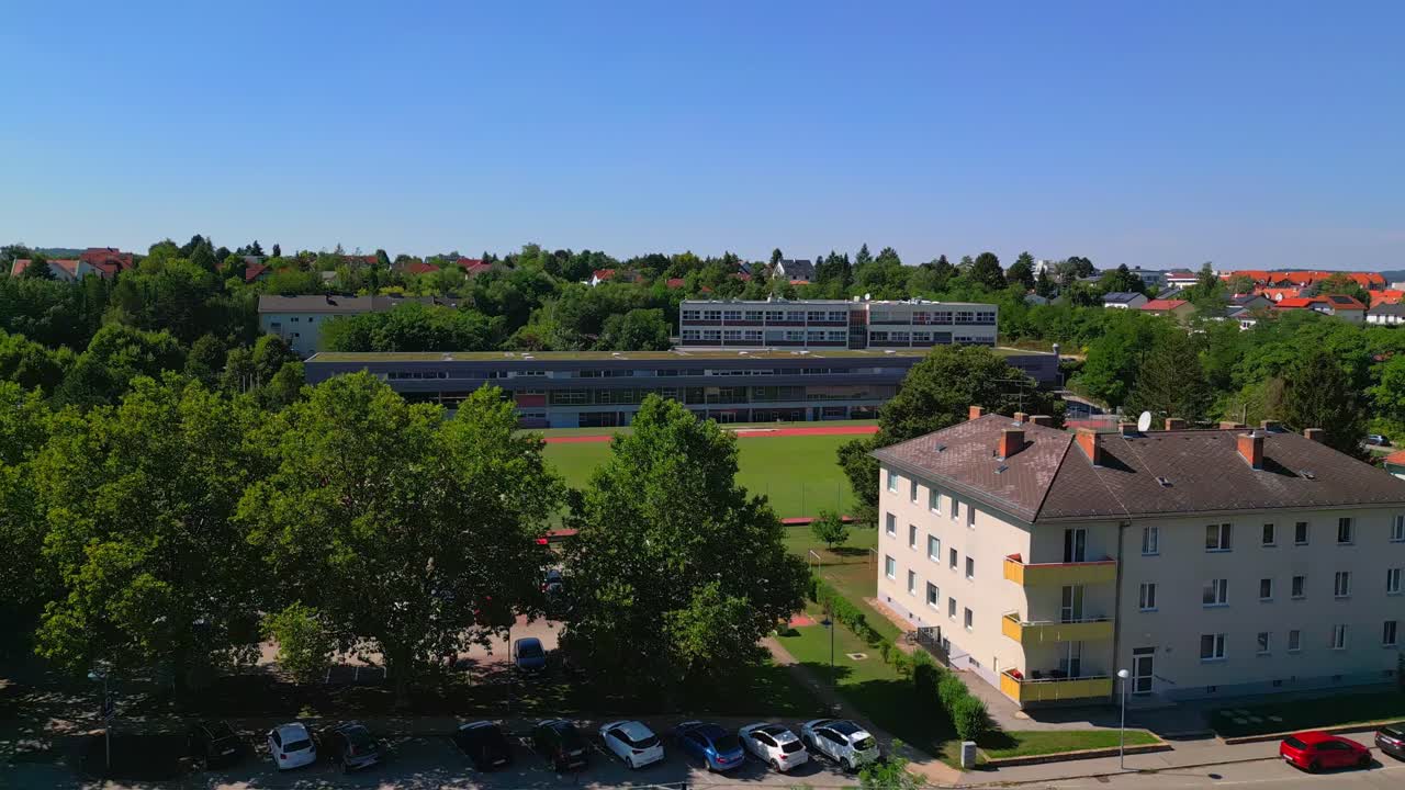 Mistelbach, Nieder&ouml;sterreich, Austria - A Centralized Facility Accommodating Several Schools - Drone Flying Forward