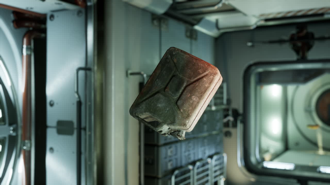 오래된 국제 우주 정거장에서 떠다니는 연료 통