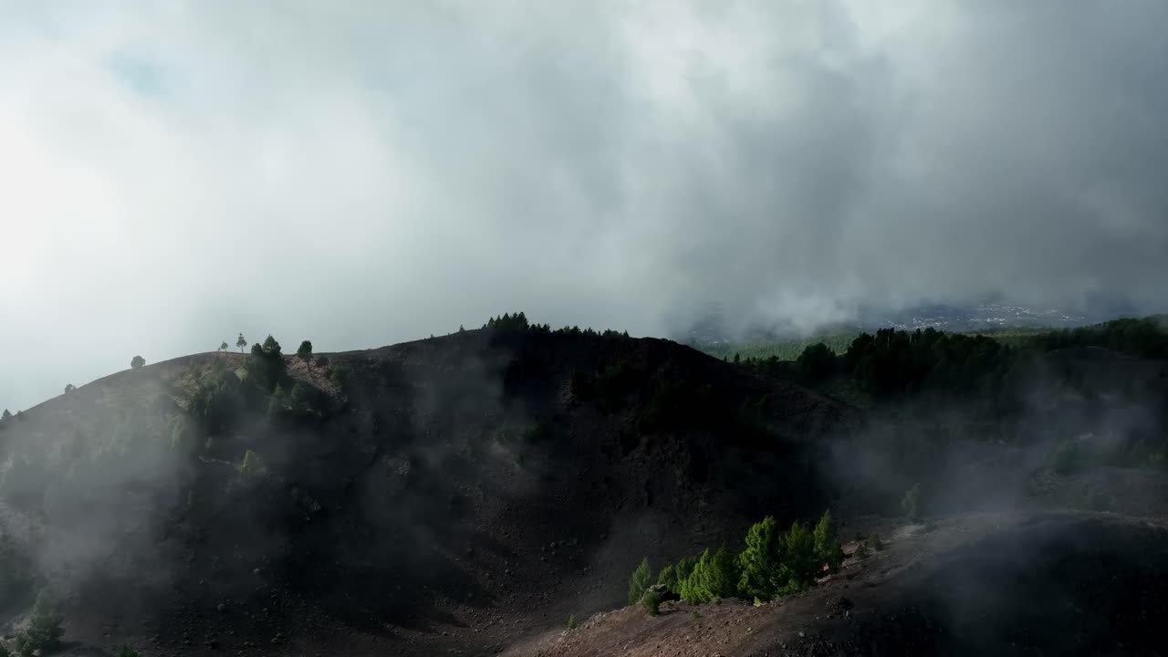 Aerial drone view of the landscape of La Palma, Canary Islands, Spain