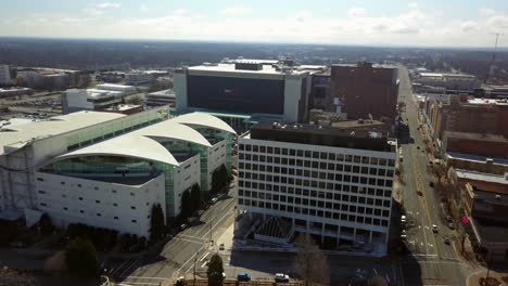 Aerial-of-High-Point's-International-Furniture-Market-area-in-4K