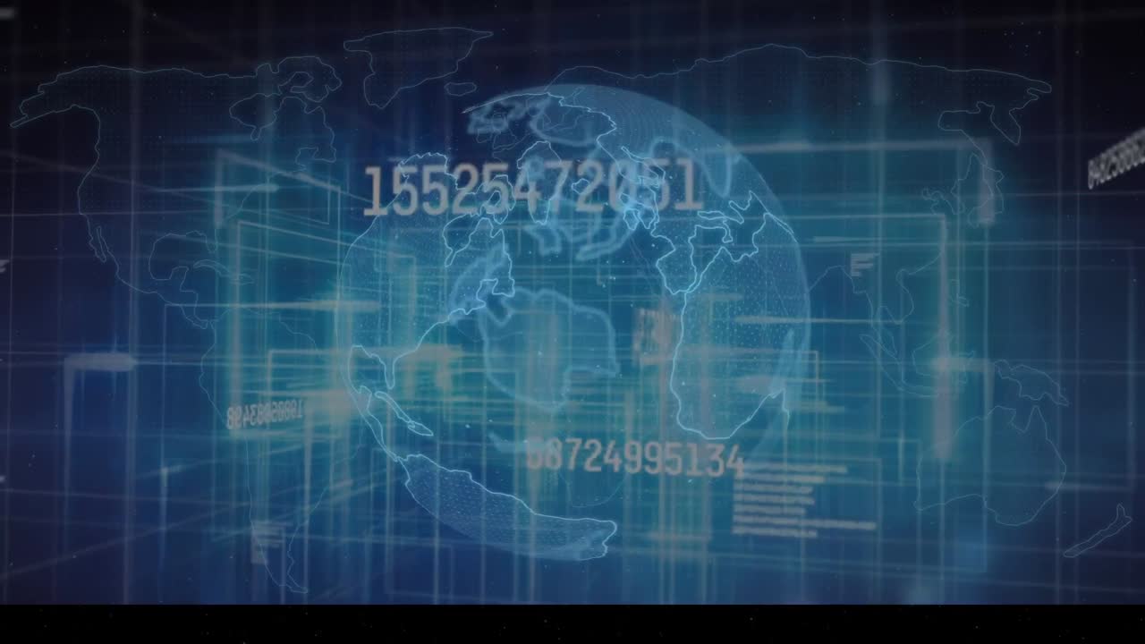 세계 지도와 세계 지도의 애니메이션, 미래의 디지털 인터페이스에 숫자