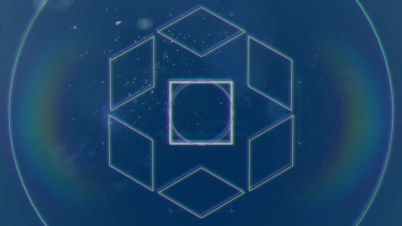 하 모양의 애니메이션과 파란색 배경의 간섭