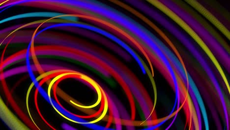 estilo creativo fondo abstracto en 4k. líneas de color girando en espiral volar a lo largo de la ruta giratoria. diseño de movimiento bg de partículas que dan forma a líneas, hélice y estructuras abstractas. render 3d