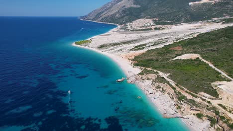 ionian bliss: azure blue waters of the ionian sea caressing the green coast resort in albania, the perfect destination for a holiday escape