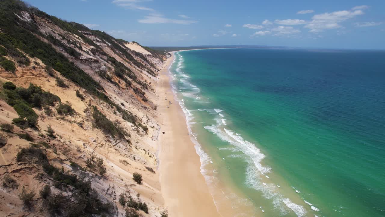 Aerial Perspective of Rainbow Beach’s Iconic Sand Dunes