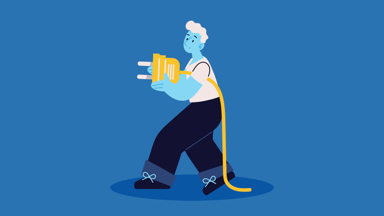 hombre trabajador con conector de energía