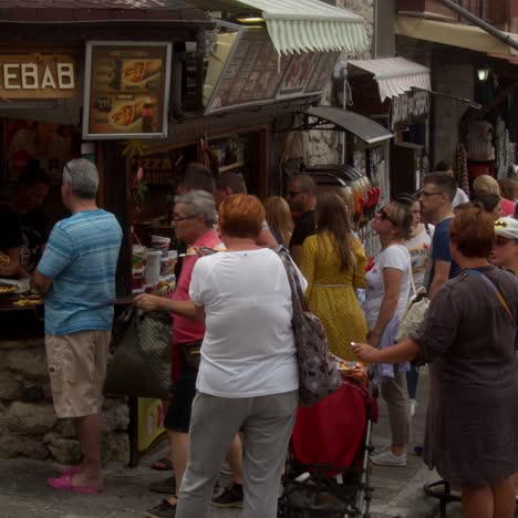 busy street food market scene