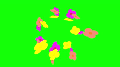 Green background with moving flower shape