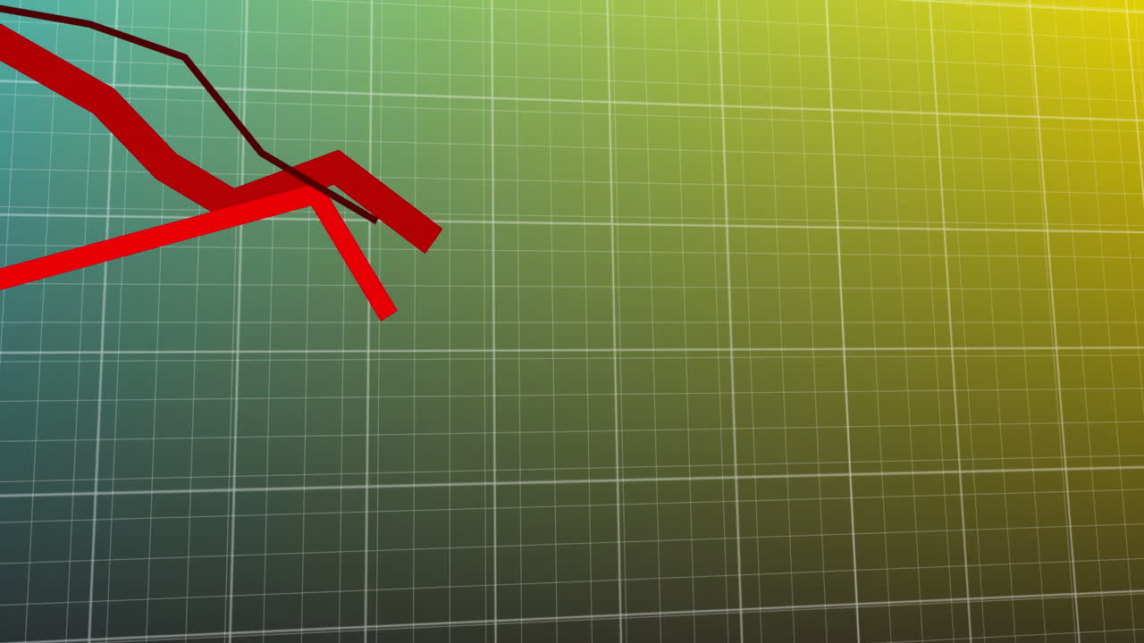 Animation of falling graphs over grid pattern against gradient background