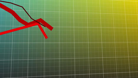 animación de gráficos que caen sobre el patrón de la cuadrícula contra el fondo de gradiente