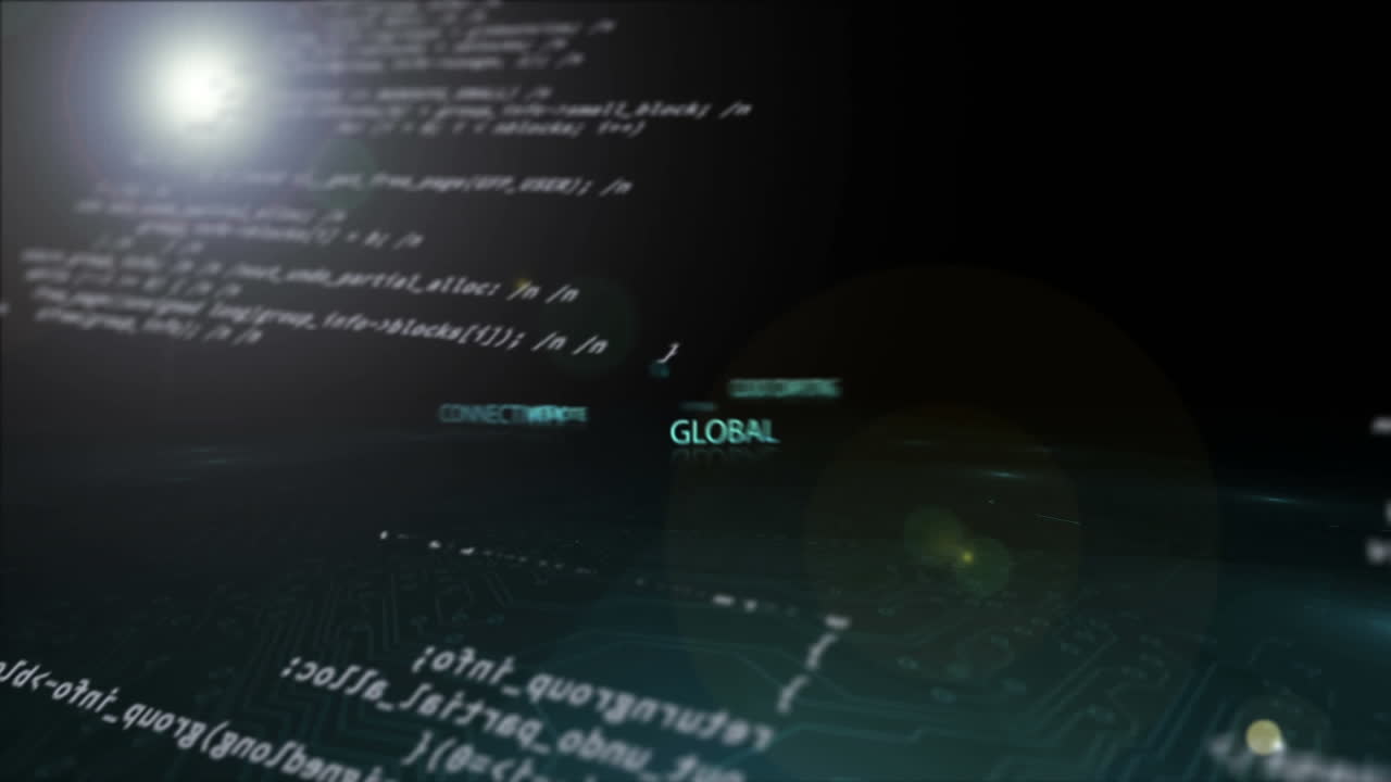 데이터 처리 및 기술 컴퓨터 텍스트의 애니메이션