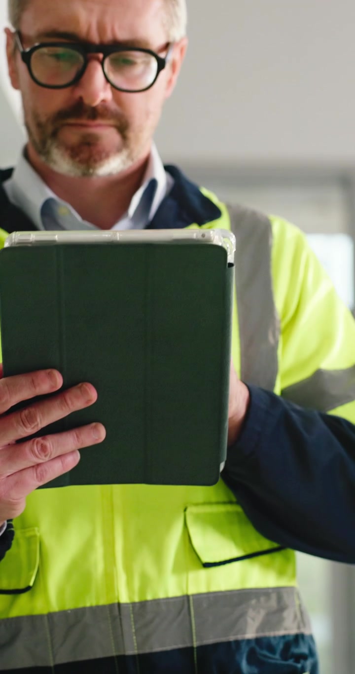 Construction Manager Using Tablet on Site