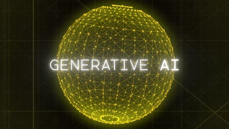 yellow particles swirl together to form a glowing sphere as "generative ai" animates onto screen