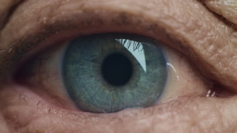 macro de cerca ojo parpadeando vejez visión concepto de salud