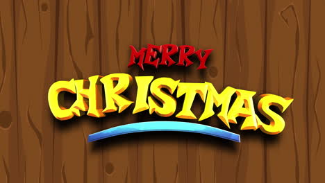 Feliz-Navidad-Texto-De-Dibujos-Animados-En-Madera