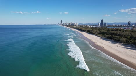 Aerial-Drone-View-Of-South-Stradbroke-Island-Near-The-Spit,-Southport,-Gold-Coast-In-QLD-Australia