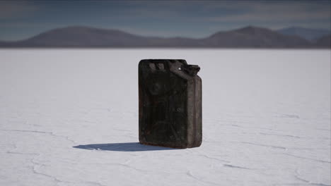 Bote-De-Combustible-De-Metal-Antiguo-En-Salt-Flats-En-Utah