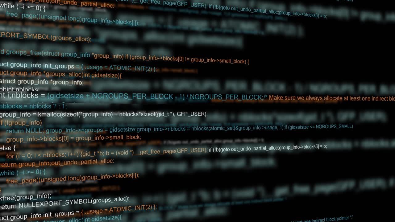 extrait de code: allocation de mémoire et gestion de groupe