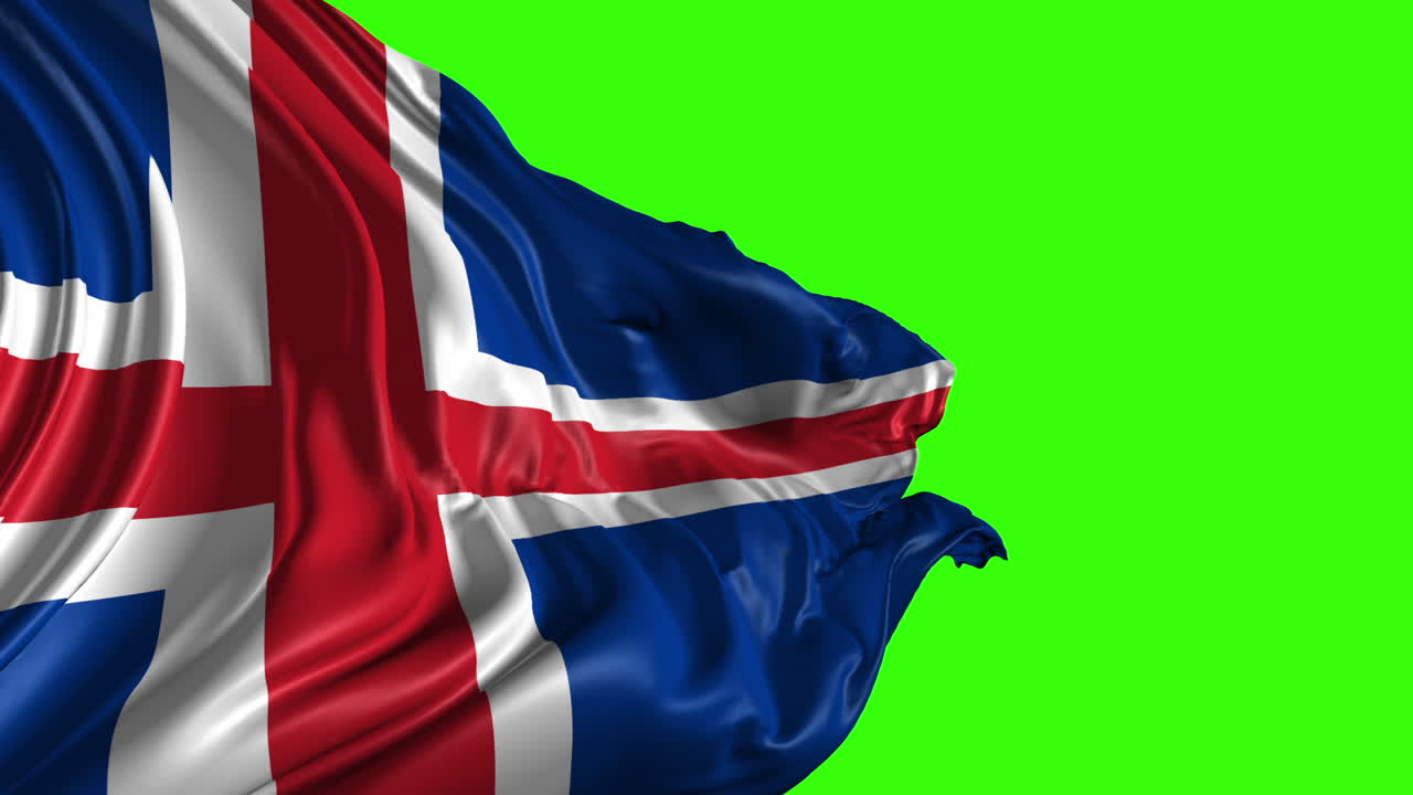 Icelandic Flag on Green Screen