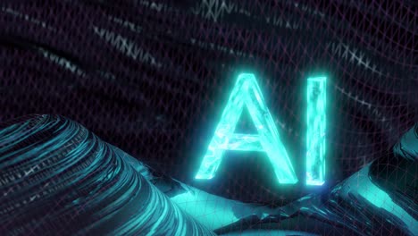 letras ai azules brillantes girando con fondo oscuro, gráficos en movimiento