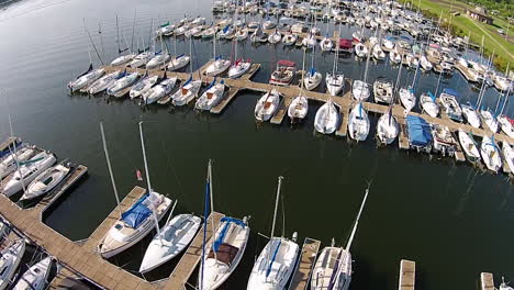 aerial footage of sailboat marina