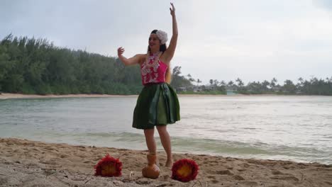 hawaii hula dancer in costume dancing 4k