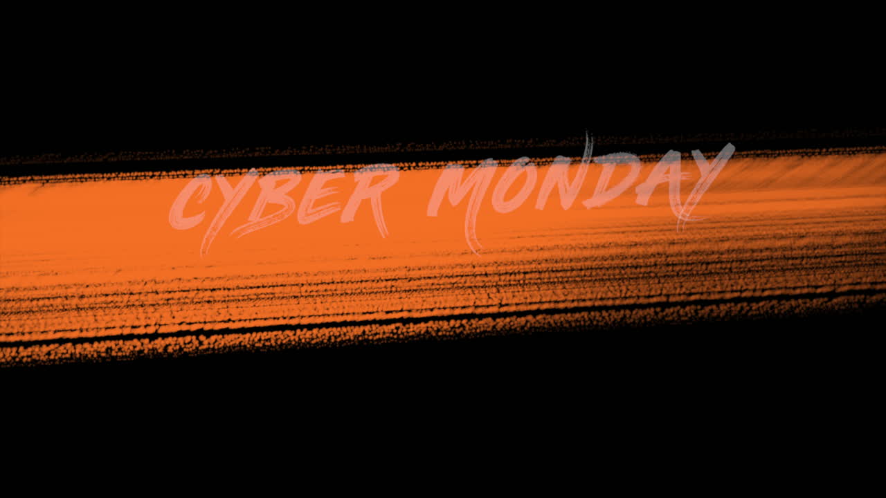 Cyber Monday con pennellata artistica arancione su gradiente nero