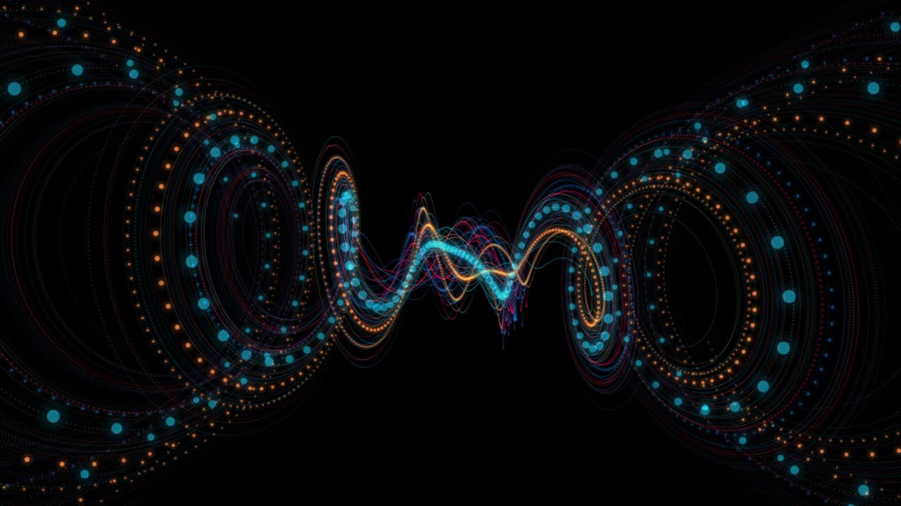 animación futurista con objeto de rayas de partículas en cámara lenta, 4096x2304 bucle 4k