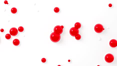 las burbujas rojas crecen y estallan en una pared blanca