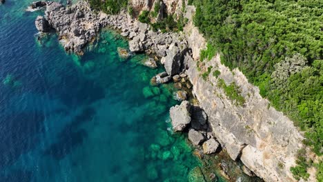 limni beach glyko on corfu island, turquoise waters kissing lush greenery, serenity by the ionian sea, aerial view