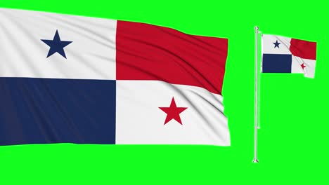 green screen panama two flags waving panamanian flagpole animation 3d chroma key