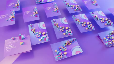 abstract geometric brochure mockup in purple tones