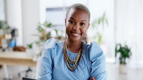 Face,-arms-crossed-and-business-smile-of-black