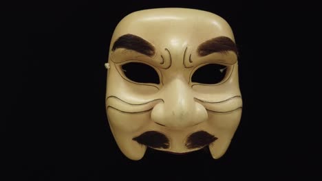 Traditional-Topeng-Drama-Theatre-Mask-from-Bali-Indonesia-Closeup-Background-in-Infinite-Black