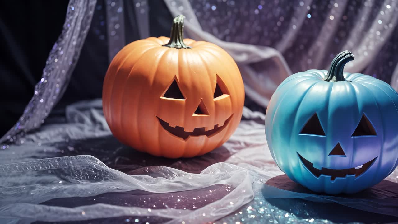 calabazas naranjas y azules para halloween