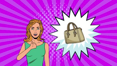 joven sexy con accesorios de moda animación de estilo pop art