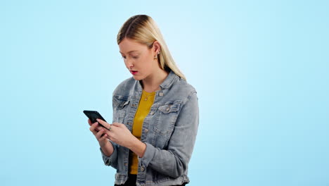 Frustrated,-woman-and-phone-with-stress