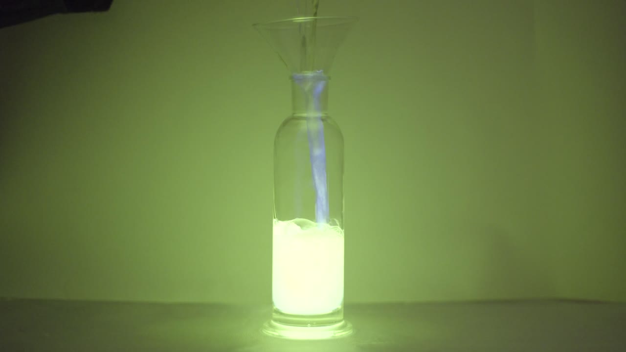 reacción química con una sustancia incandescente