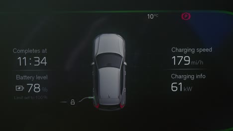 electric car ev dashboard display information re-charge progress